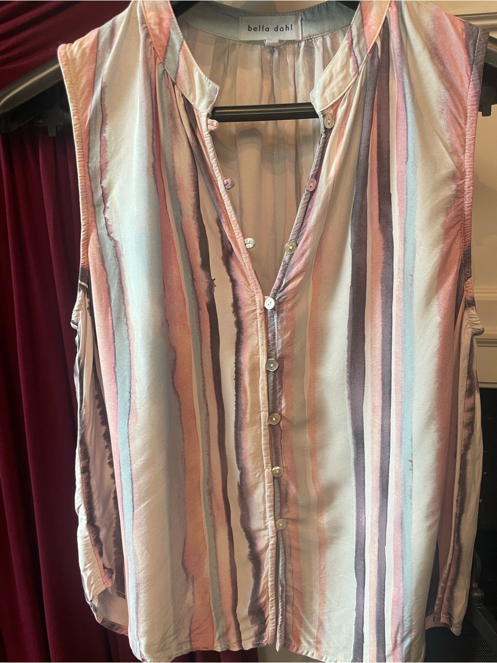 Bella Dahl Pastel Stripe Sleeveless Button Cami - Pink, Blue, Cream